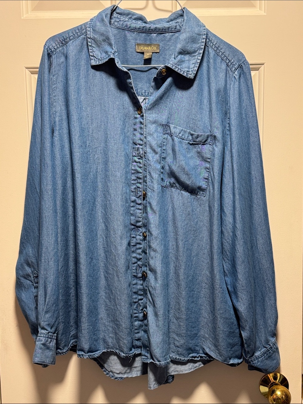 Style & Co. Medium Blue Light Weight Eco Friendly Button-Down Shirt